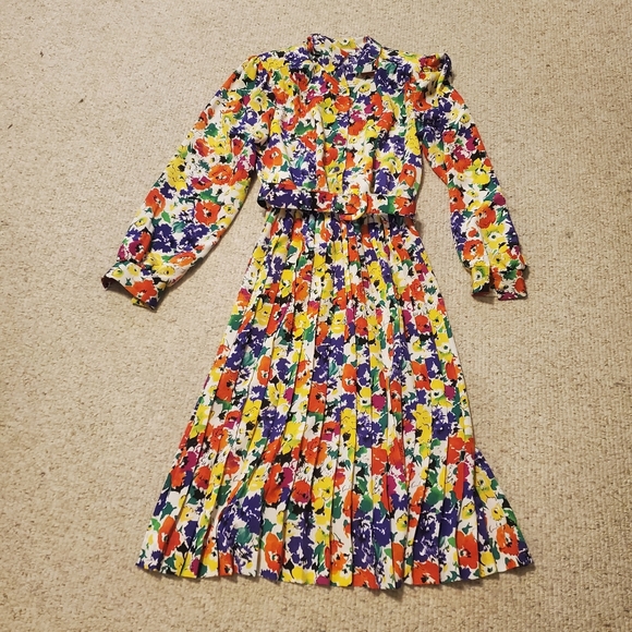 Vintage Toni Todd Belted Floral Dress - Picture 1 of 5
